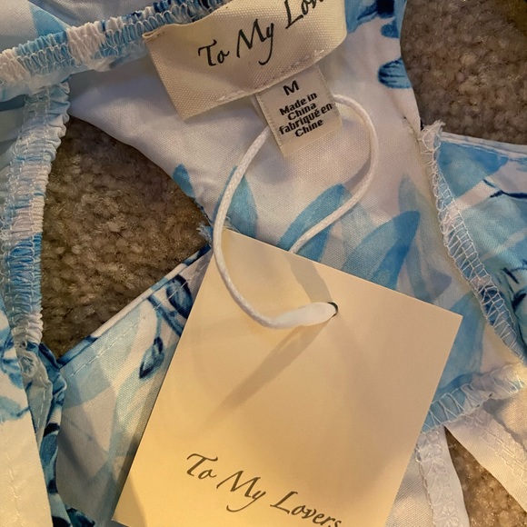 To My Lovers cut out Maxi dress size M. Blue & White tropical print Perfection! - Picture 5 of 6